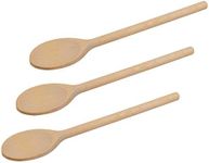 10 Inch Long Wooden Spoons for Cooking - Oval Wood Mixing Spoons for Baking, Cooking, Stirring - Sauce Spoons Made of Natural Beechwood - Set of 3