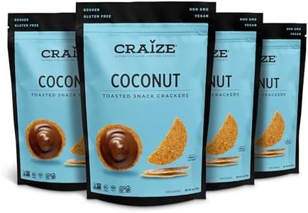 Craize Coconut Crisps | Gluten Free, Vegan, Kosher, Toasted Corn Crackers | 4 pack, 4 oz each