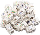 [UL Listed] Cable Matters 25-Pack Cat6 RJ45 Keystone Jack (Cat 6 / Cat6 Keystone Jack) in White with Keystone Punch-Down Stand