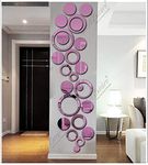 Bikri Kendra - Glass Round Big Ring 12 Circle 12 Purple - 3D Acrylic Decorative Mirror Wall Mount Stickers, Purple Self-Adhesive