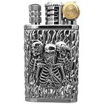 Permanent Match Lighter Vintage Lighter Cool Skull Soft Flame Lighters Forever Matches Reusable Kerosene Lighter Unique Birthday Gift for Men (Color : Silver)