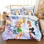 DDONVG Tinkerbell Bed Linen 135 x 200 cm Anime Tinkerbell Elf Duvet Cover Children's Microfibre Bed Linen with Zip and Pillowcase (14, 135 X 200 cm 50 x 75 x 1)