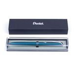 Pentel EnerGel Liquid Gel Retractable Rollerball Pen, Sky Blue Metal Barrel, Gift, Everyday Writing, Office Supplies, Black Ink, 0.7mm Medium Point, BL2007S-AE1, 1 Each Includes Gift Box