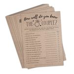 Your Main Event Prints Bridal Shower Games, Fun Activities, Kraft Minimalist Style (How Well Do You Know The Couple) - 50 Cards per Pack