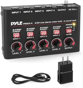 4-Channel Wireless BT Streaming Mini Line Mixer with USB Audio Interface - 4 Mono/Stereo Switching Inputs | Ultra-low Noise Design with High Headroom | Built-in USB Sound Card