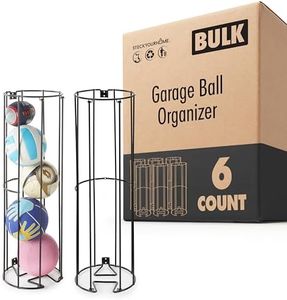 Modern Innovations Vertical Ball Storage Rack (6 Pack) Wall-Mounted Sports Organizer for Soccer, Volleyball, Football, Basketball – Space-Saving Holder for Garage, Gym, or Playroom