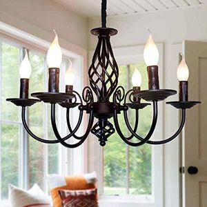 Jaycomey French Country Chandelier,Vintage Candle Chandelier,6 Lights Farmhouse Pendant Light Fixture for Kitchen Island,Dining Room,Living Room