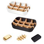 VEGCOO Bamboo soap holder, Natural Bamboo Soap Dish with Drainage Storage Holder, Durable Anti-Mould Natural Soap Box Soap Saver for Shower, Bathroom, Kitchen and Wash Basin (2 Pack (Black + White))