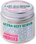 Handmade Heroes Peppermint Lip Scrub - 100% Natural Vegan Conditioning Lip Exfoliator & Sugar Polish for Dry Chapped Lips - Lip Plumper & Hydrating Lip Therapy for Smooth Supple Lips 1 oz