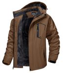 TACVASEN Men's Winter Jacket Waterproof Windbreaker Skiing Hiking SoftShell Coat Sherpa Lined Jacket Snow Jacket Fleece Lined Brown, M