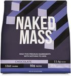 NAKED Chocolate Mass Gainer - All Natural Weight Gainer Protein Powder - 12LB Bulk, GMO Free, Gluten Free & Soy Free. No Artificial Ingredients - 1,360 Calories