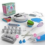 Swirly Bake Cake Decorating 100 Piece Set. Piping Tips, Cake Turntable, Piping Bags, Spatulas, Cupcake Mould, Cake Slicer, Whisk, Measuring Spoons. E-Book Included.