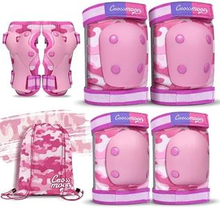 Kids Knee Pads Elbow Pads Wrist Guards Set, Protective Gear Set for Girls Boys Roller Skating Bike Cycling Skateboard Scooter (Pink Camo, Small (3-7years))