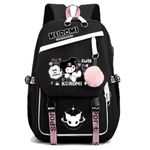 Cartoon Anime Backpack For Teen Girls Cute Animal Cartoon Schoolbag Fashion USB Charging Backpack For School Travel And Everyday Use (A)