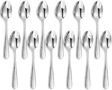 KEAWELL Premium Louise Hammered Demitasse Espresso Spoons: 6-Piece/12-Piece Set, 18/10 Stainless Steel, Mini Coffee Spoons, Small Spoon Set, Brightly-Mirror polished, Dishwasher Safe