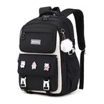 PIG PIG GIRL Girls Backpack, Lightweight Kids Backpack Girls School Backpack Book Bag for Elementary Primary School, Black, L, Kwai