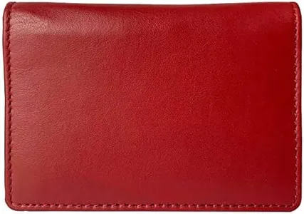 DiLoro RFID Leather Wallet for Men or Women Travel Bifold Card Holder Full Grain Cow Nappa 4"x3" Expandable to 1" Thick (Red Nappa)