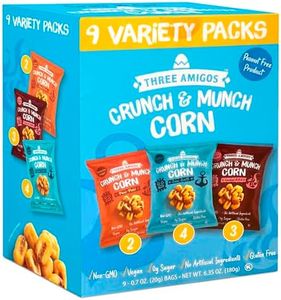 Three Amigos Crunch & Munch Corn – 9 Variety Pack – Vegan, Gluten-Free, Non-GMO, No Sugar, No Artificial Ingredients – Peanut-Free Snack – 3 Flavors (Sea Salt, Peri-Peri, Smoked BBQ)