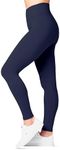 SATINA High Waisted Navy Blue Leggings for Women - Soft, Stretchy Leggings with Side Pockets - Full Length Yoga Pants for Women - Tummy Control and Buttery Soft Fabric for All-Day Comfort - One Size