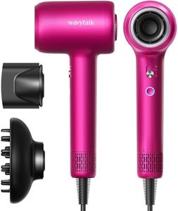 Wavytalk Hair Dryer with Diffuser Pro Fast Drying Hair Dryer 110,000 RPM with Magnetic Attachments, Professional Ionic Lightweight Hair Dryer Blow Dryer with 3 Speeds & 3 Temps Low Noise, Rose Red