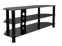 Mountright TV Stand Unit With Black Glass Shelves For Televisions 32 Up To 60 Inch - 120 CM Wide Large Table