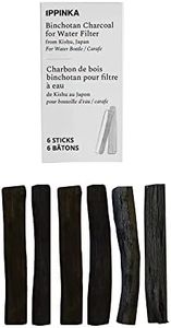 Binchotan Charcoal - Water Purifying Stick for Great-Tasting Water from Kishu, Japan - Each Stick Filters Personal-Sized Water Bottle - 6 Slim Sticks