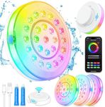 Pool Lights for Above/In Ground Pools,Portable Smart Magnetic Underwater IP68 Waterproof LED Light Rechargeable with BT APP Control Color Changing Sound/Music Sync Vinyl Pools Accessories Party Decor