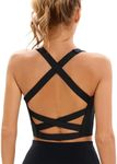 Dmwhsy Sports Bras for Women,Sexy Criss Cross Back Padded Strappy Sports Bra Yoga Bra for Women Workout Tank Tops Black