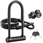 Bike Lock,20mm Heavy Duty Combination Bicycle u Lock Shackle 4ft Length Security Cable with Sturdy Mounting Bracket and Key Anti Theft Bicycle Secure Locks