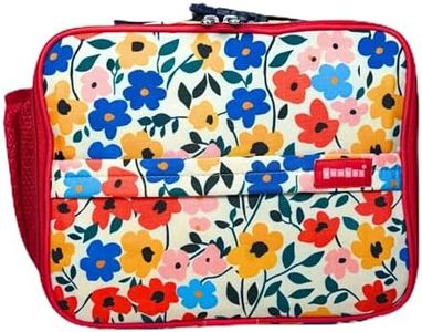 Yumbox Kids Lunch Bag, Holds Lunch Box and Water Bottle, 3 Ways to Carry, Zip Closure, Inside Zipper Netting, Wipe Clean Fabric with EVA lining for extra insulation, Poppy Flowers