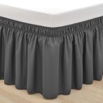 RIMELA Bed Valance Sheet Double Elasticized Bed Skirt Easy to Install - Soft Brushed Polyester - 38 cm Drop - Dark Grey (135 x 190 cm)