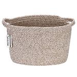 Sea Team Oval Cotton Rope Woven Storage Basket with Handles, Diaper Caddy, Nursery Nappies Organizer, Baby Shower Basket for Kid's Room, 12.2 x 8 x 9 Inches (Small Size, Mottled Brown)