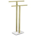 KOKOSIRI Bathroom Towel Rack 2-Tier Standing Towel Racks with Marble Base, Stainless Steel Freestanding Towel Bars, Thicken Steady Design, Brushed Gold THS0001-BG