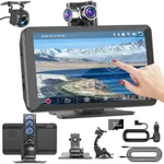Carplay Screen for Car, 7" Portable Wireless Car Stereo for Apple Carplay & Android Auto,Touchscreen CarPlay Dash Cam,Audio Receivers W/Mirror Link/Rear Camera/Bluetooth/Navigation/AUX/Voice Control