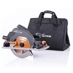 Evolution Power Tools R185CCSX+ Circular Saw With TCT Multi-Material Cutting Blade, Cuts Wood, Plastic, Metal & More | Track Compatible | Carry Bag Included | 0-45˚ Bevel Scale | 185mm (230v)