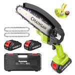 Supstable Mini Chainsaw 6 Inch, Electric Chainsaw Cordless, Battery Powered Chain Saw with Oiler, 2pcs 2000mAh Batteries, Small Handheld Garden Saws for Tree Branch Wood Cutting, Gifts for Women Men
