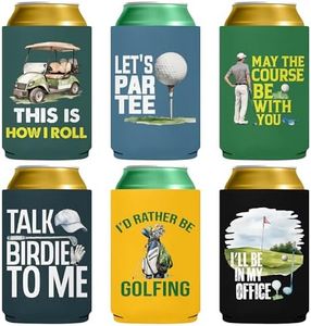 Pop Nordic Funny Golf Can Coolers - 6 Pack Golf Party Favors Drinking Can Sleeves Reusable Neoprene Beer Cozy Bulk, Cool Gifts for Golfers