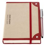 Mljtoyo Academic Diary 2025 Page a Day,Agenda Daily Planner from Jan 2025 to Dec 2025 Diary,Hardcover Organiser Weekly Monthly Planner with Pen,Pen Holder,3Bookmarks,Back Pocket,Stickers (Red 2025)