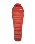 Rab Men's Alpine -12°C Down Sleeping Bag - Lightweight Warm Mummy Sleeping Bag for Camping, Mountaineering, & Backpacking - Dark Horizon/Tuscan Red - Regular, Left Zip