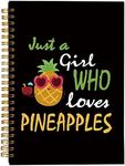 NEGIGA Just a Girl Who Loves Pineapples Summer Fruit Lined Spiral Journal Notebook 8.3×5.5 Inches Hardcover College Ruled Notebook Journal for Work Note Taking Journaling,Gifts for Pineapple Lovers