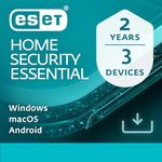 ESET HOME Security Essential 2024 │ 3 Devices │ 2 Years │ Antivirus, Safe Banking & Browsing, Network Inspector, Webcam Protection included │ Windows, MacOs & Android │ Activation Code by email