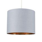 MiniSun Small Modern Grey & Gold Cylinder Ceiling Pendant/Table Lamp Drum Light Shade