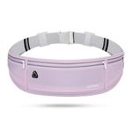 USHAKE Slim Running Belt, Workout Fanny Pack for Men Women,Exercise Waist Pack for Apple iPhone Holder, Runner Belt for Running Walking Cycling Camping Gym, Light Purple, Adjustable Waist Size: 24-42