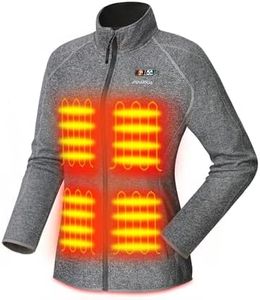PTAHDUS Women's Heated Fleece Jacket 5 Heat Zones Battery Pack Included, with Hand Warmer Pocket for Outdoor (Grey, Small)