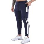 BOOMLEMON Men's Jogger Track Pants Athletic Slim Fit Gym Trousers Workout Training Tapered Sweatpants with Pockets(Dark Blue S)