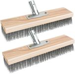 Akamino 2 Pack 12'' Wire Broom Head, Yard Sweeping Brush Stiff Steel Bristles Heavy Duty Outdoor Removal of Hard Sweeping & Deck Scrub for Garden Decking Paving Patio Paths Drives