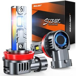 SEALIGHT H11 H8 H9 H16 Bulbs, 1:1 Design 50,000LM with 14000RPM Fan Bulbs, 6500K Cool White, Non-polarity, Pack of 2