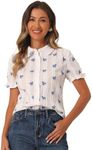 Allegra K Women's Peter Pan Blouse 