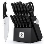 imarku Kitchen Knife Set, 14-Piece Knife Sets with Block & Built-in Sharpener, Japanese High Carbon Stainless Steel Knives, Ergonomic Non-Slip Handles, Black
