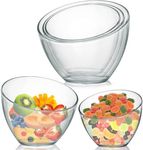 LOSYHU Clear Plastic Serving Bowls Angled Party Snack Bowls Acrylic Candy Dish in Assorted Sizes Elegant Plastic Snack Bowl for Pasta, Chips, Fruit, Salad Bowl for Weddings Supplies, 3 Pack